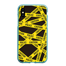 Чехол iPhone XS Max матовый Police Caution, цвет: 3D-мятный