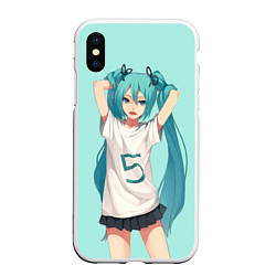 Чехол iPhone XS Max матовый Hatsune Miku, цвет: 3D-белый