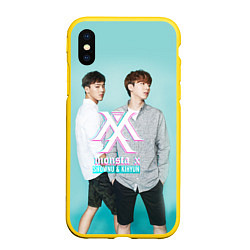 Чехол iPhone XS Max матовый Shownu & Kihyun, цвет: 3D-желтый