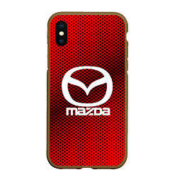 Чехол iPhone XS Max матовый Mazda: Red Carbon, цвет: 3D-коричневый
