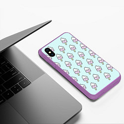 Чехол iPhone XS Max матовый Любитель мороженного, цвет: 3D-фиолетовый — фото 2