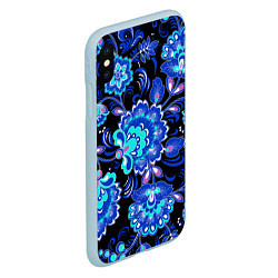 Чехол iPhone XS Max матовый Синяя хохлома, цвет: 3D-голубой — фото 2