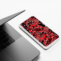 Чехол iPhone XS Max матовый Хохлома красная, цвет: 3D-белый — фото 2
