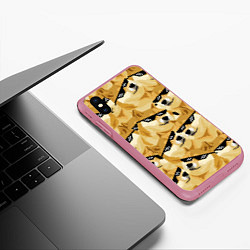 Чехол iPhone XS Max матовый Doge: Deal with it, цвет: 3D-малиновый — фото 2