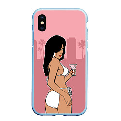Чехол iPhone XS Max матовый GTA VC: Girl with Martini, цвет: 3D-голубой