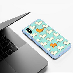 Чехол iPhone XS Max матовый Облачные котейки, цвет: 3D-голубой — фото 2