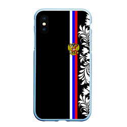Чехол iPhone XS Max матовый Россия: цветочная коллекция, цвет: 3D-голубой