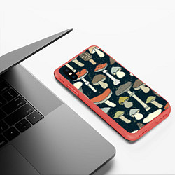 Чехол iPhone XS Max матовый Грибной лес, цвет: 3D-красный — фото 2