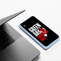 Чехол iPhone XS Max матовый Green Day: American Idiot, цвет: 3D-голубой — фото 2