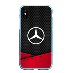 Чехол iPhone XS Max матовый Mercedes Benz: Grey Carbon, цвет: 3D-голубой