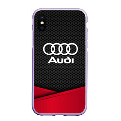 Чехол iPhone XS Max матовый Audi: Grey Carbon, цвет: 3D-светло-сиреневый