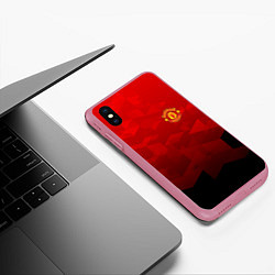 Чехол iPhone XS Max матовый FC Man UTD: Red Poly, цвет: 3D-малиновый — фото 2