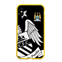 Чехол iPhone XS Max матовый FC Manchester City: Exclusive, цвет: 3D-желтый