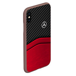 Чехол iPhone XS Max матовый Mercedes Benz: Red Carbon, цвет: 3D-коричневый — фото 2