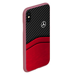 Чехол iPhone XS Max матовый Mercedes Benz: Red Carbon, цвет: 3D-малиновый — фото 2