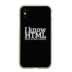 Чехол iPhone XS Max матовый I know HTML, цвет: 3D-салатовый