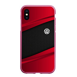 Чехол iPhone XS Max матовый Volkswagen: Red Sport, цвет: 3D-малиновый
