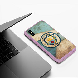 Чехол iPhone XS Max матовый FC Man City: Old Style, цвет: 3D-сиреневый — фото 2
