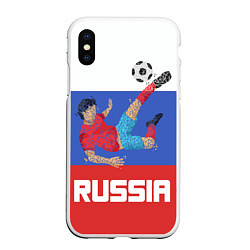 Чехол iPhone XS Max матовый Russia Footballer, цвет: 3D-белый