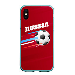 Чехол iPhone XS Max матовый Russia Football, цвет: 3D-мятный