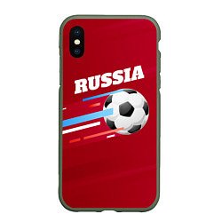 Чехол iPhone XS Max матовый Russia Football, цвет: 3D-темно-зеленый