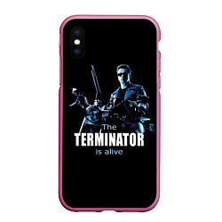 Чехол iPhone XS Max матовый Terminator: Is alive, цвет: 3D-малиновый
