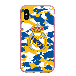 Чехол iPhone XS Max матовый Real Madrid: Camo, цвет: 3D-розовый