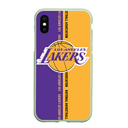 Чехол iPhone XS Max матовый NBA: LA Lakers, цвет: 3D-салатовый