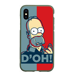 Чехол iPhone XS Max матовый Homer Simpson DOH!, цвет: 3D-темно-зеленый