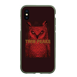 Чехол iPhone XS Max матовый Twin Peaks: Red Owl, цвет: 3D-темно-зеленый