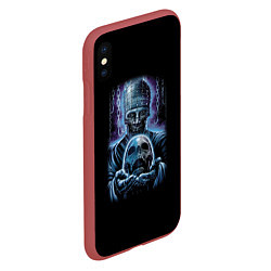 Чехол iPhone XS Max матовый Зомби с черепом, цвет: 3D-красный — фото 2