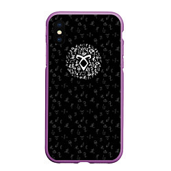 Чехол iPhone XS Max матовый Dark Runes, цвет: 3D-фиолетовый