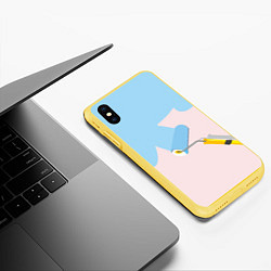 Чехол iPhone XS Max матовый Голубая заливка, цвет: 3D-желтый — фото 2