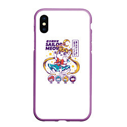 Чехол iPhone XS Max матовый Sailor Meow, цвет: 3D-фиолетовый