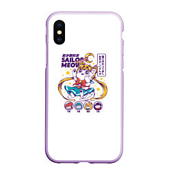 Чехол iPhone XS Max матовый Sailor Meow, цвет: 3D-сиреневый