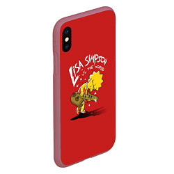 Чехол iPhone XS Max матовый Lisa Simpson, цвет: 3D-малиновый — фото 2