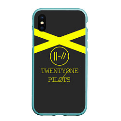 Чехол iPhone XS Max матовый Twenty One Pilots: Yellow Lines, цвет: 3D-мятный