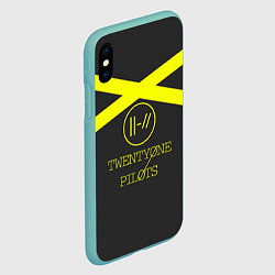 Чехол iPhone XS Max матовый Twenty One Pilots: Yellow Lines, цвет: 3D-мятный — фото 2