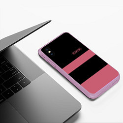 Чехол iPhone XS Max матовый Black Pink: Logo, цвет: 3D-сиреневый — фото 2