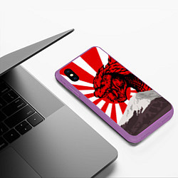 Чехол iPhone XS Max матовый Japanese Godzilla, цвет: 3D-фиолетовый — фото 2