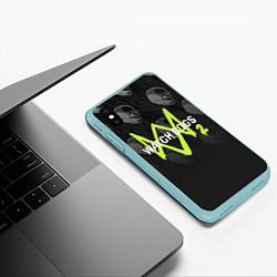 Чехол iPhone XS Max матовый Watch Dogs 2: Skulls Pattern, цвет: 3D-мятный — фото 2