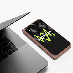 Чехол iPhone XS Max матовый Watch Dogs 2: Skulls Pattern, цвет: 3D-коричневый — фото 2