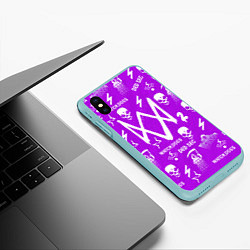 Чехол iPhone XS Max матовый Watch Dogs 2: Violet Pattern, цвет: 3D-мятный — фото 2