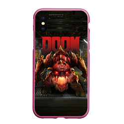Чехол iPhone XS Max матовый DOOM: Pinky Monster, цвет: 3D-малиновый