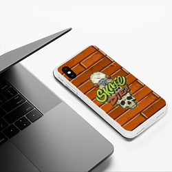 Чехол iPhone XS Max матовый Skate or Die: Skull Style, цвет: 3D-белый — фото 2