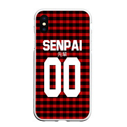 Чехол iPhone XS Max матовый Senpai 00: Red Grid, цвет: 3D-белый