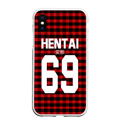 Чехол iPhone XS Max матовый Hentai 69: Red Grid