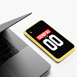 Чехол iPhone XS Max матовый Senpai 00: Black Style, цвет: 3D-желтый — фото 2