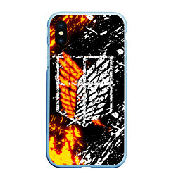 Чехол iPhone XS Max матовый АТАКА ТИТАНОВ, цвет: 3D-голубой