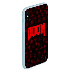 Чехол iPhone XS Max матовый DOOM: Hellish signs, цвет: 3D-голубой — фото 2